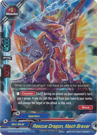 Rescue Dragon Mach Braver D BT04 0043EN Rare R Foil Rescue Dragon Mach Braver D BT04 0043EN Rare R Foil