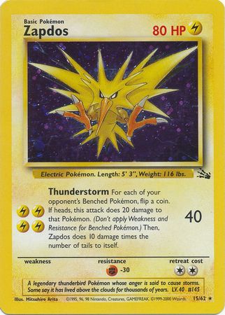 Zapdos 15 62 Alternate Holo Promo Zapdos 15 62 Alternate Holo Promo
