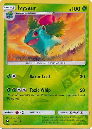 Bulbasaur 1/73 LP/NM Reverse Holo Shining Legends Foil Pokemon Card nature  leaf