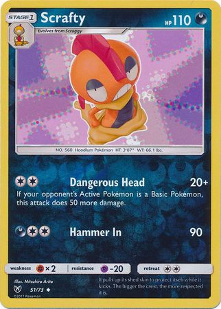 Scrafty 51 73 Uncommon Reverse Holo Shining Legends Reverse Holo Singles