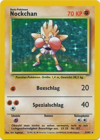 Hitmonchan Holo Pokemon Card Base Set Unlimited English 7//102