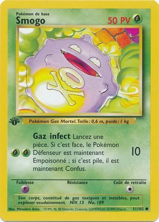 Smogo Koffing 51 102 Common 1st Edition Base Set French Other Non English Pokemon Singles Smogo Koffing 51 102 Common 1st Edition Base Set French Other Non English Pokemon Singles
