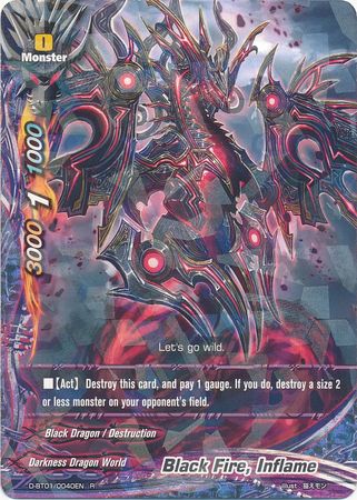 Black Fire Inflame D BT01 0040EN Rare R FCBF D Booster Set 1 Unleash Impact Dragon Black Fire Inflame D BT01 0040EN Rare R FCBF D Booster Set 1 Unleash Impact Dragon