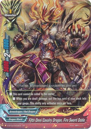 Fifth Omni Cavalry Dragon Fire Sword Doble H BT03 0009EN Double Rare RR Fifth Omni Cavalry Dragon Fire Sword Doble H BT03 0009EN Double Rare RR