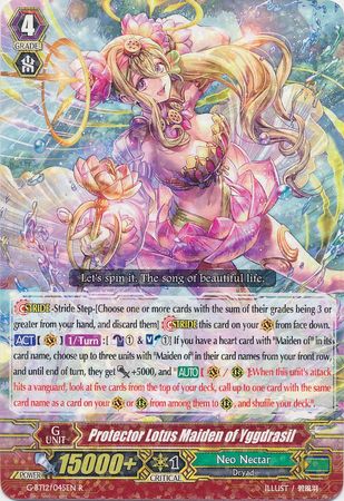 Protector Lotus Maiden of Yggdrasil G BT12 045EN Rare R Protector Lotus Maiden of Yggdrasil G BT12 045EN Rare R
