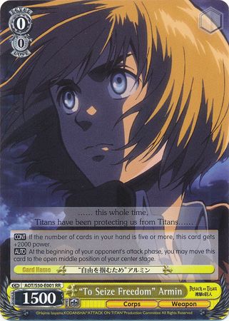 To Seize Freedom Armin AOT S50 E001 Double Rare RR To Seize Freedom Armin AOT S50 E001 Double Rare RR