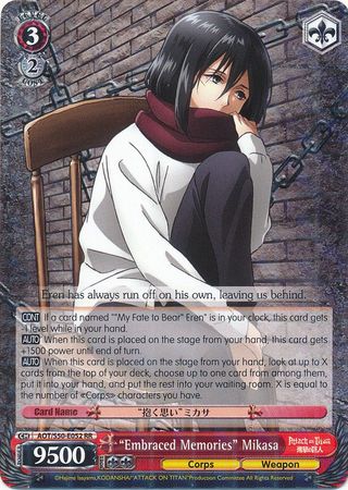 Embraced Memories Mikasa AOT S50 E052 Double Rare RR Embraced Memories Mikasa AOT S50 E052 Double Rare RR