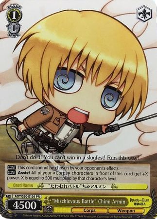 Mischievous Battle Chimi Armin AOT S50 E101 Promo Weiss Schwarz Attack on Titan Vol 2 Mischievous Battle Chimi Armin AOT S50 E101 Promo Weiss Schwarz Attack on Titan Vol 2