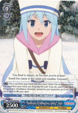 Significance of Killing Snow Sprites Aqua KS W49 E075 Rare R Weiss Schwarz Konosuba God s blessing on this wonderful world Booster Set Significance of Killing Snow Sprites Aqua KS W49 E075 Rare R Weiss Schwarz Konosuba God s blessing on this wonderful world Booster Set