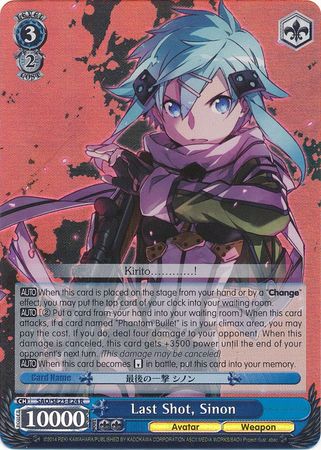 Last Shot Sinon SAO SE23 E24 Rare R Foil Last Shot Sinon SAO SE23 E24 Rare R Foil