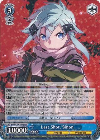 Last Shot Sinon SAO S47 E076 Double Rare RR Weiss Schwarz Sword Art Online Re Edit Last Shot Sinon SAO S47 E076 Double Rare RR Weiss Schwarz Sword Art Online Re Edit