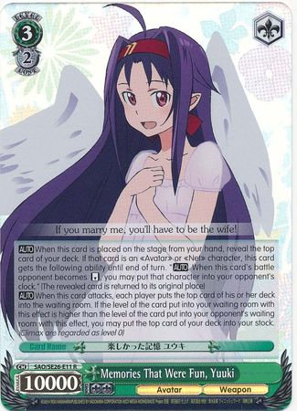Memories That Were Fun Yuuki SAO SE26 E11 Rare R Foil Memories That Were Fun Yuuki SAO SE26 E11 Rare R Foil