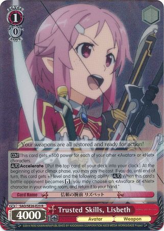 Trusted Skills Lisbeth SAO SE26 E23 Rare R Foil Weiss Schwarz Sword Art Online II Vol 2 Trusted Skills Lisbeth SAO SE26 E23 Rare R Foil Weiss Schwarz Sword Art Online II Vol 2