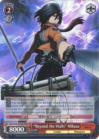 Beyond the Walls Mikasa AOT S35 E058 Triple Rare RRR Beyond the Walls Mikasa AOT S35 E058 Triple Rare RRR