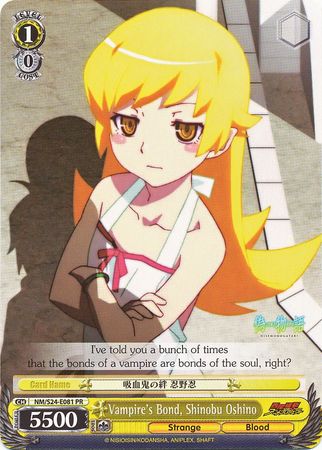 Vampire s Bond Shinobu Oshino NM S24 E081 Promo Weiss Schwarz Nisemonogatari Vampire s Bond Shinobu Oshino NM S24 E081 Promo Weiss Schwarz Nisemonogatari