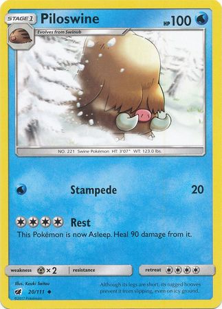 Piloswine 20 111 Uncommon Sun Moon Crimson Invasion Singles Piloswine 20 111 Uncommon Sun Moon Crimson Invasion Singles