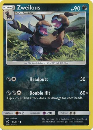 Zweilous 61 111 Uncommon Reverse Holo Sun Moon Crimson Invasion Reverse Holo Singles Zweilous 61 111 Uncommon Reverse Holo Sun Moon Crimson Invasion Reverse Holo Singles