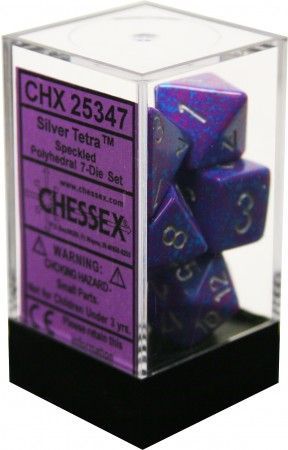 Chessex Speckled Silver Tetra Set of 7 Dice CHX25347 Chessex Speckled Silver Tetra Set of 7 Dice CHX25347