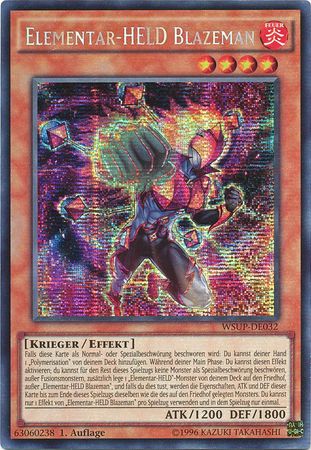 Elementar HELD Blazeman WSUP DE032 Prismatic Secret Rare 1st Edition German Yugioh Cards Elementar HELD Blazeman WSUP DE032 Prismatic Secret Rare 1st Edition German Yugioh Cards