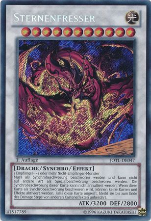 Sternenfresser JOTL DE047 Secret Rare 1st Edition German Yugioh Cards Sternenfresser JOTL DE047 Secret Rare 1st Edition German Yugioh Cards