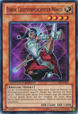 Enren Lichtverpflichterter Monch CT08 DE016 Super Rare Limited Edition German Yugioh Cards Enren Lichtverpflichterter Monch CT08 DE016 Super Rare Limited Edition German Yugioh Cards
