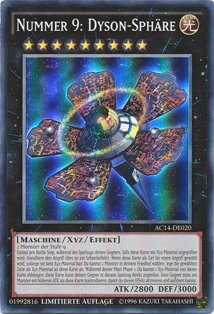 Nummer 9 Dyson Sphare AC14 DE020 Super Rare Limited Edition German Yugioh Cards Nummer 9 Dyson Sphare AC14 DE020 Super Rare Limited Edition German Yugioh Cards