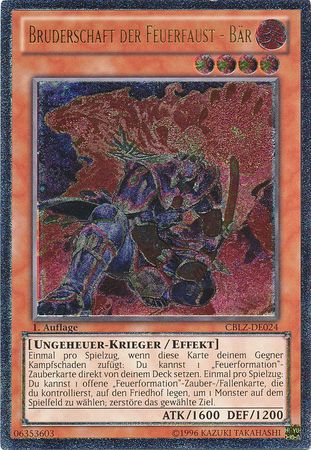 Ultimate Rare Bruderschaft der Feuerfaust Bar CBLZ DE024 1st Edition German Yugioh Cards Ultimate Rare Bruderschaft der Feuerfaust Bar CBLZ DE024 1st Edition German Yugioh Cards