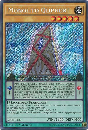 Monolito Qliphort SECE IT020 Secret Rare 1st Edition Italian Yugioh Cards Monolito Qliphort SECE IT020 Secret Rare 1st Edition Italian Yugioh Cards