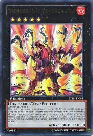 Numero 61 Volcasauro ZTIN IT002 Ultra Rare 1st Edition Italian Yugioh Cards Numero 61 Volcasauro ZTIN IT002 Ultra Rare 1st Edition Italian Yugioh Cards