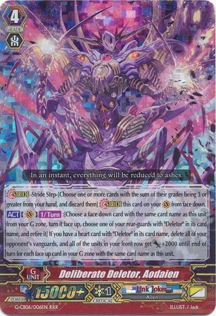 Deliberate Deletor Aodaien G CB06 006EN Triple Rare RRR G Clan Booster 6 Rondeau of Chaos and Salvation Singles Deliberate Deletor Aodaien G CB06 006EN Triple Rare RRR G Clan Booster 6 Rondeau of Chaos and Salvation Singles