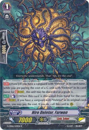 Hire Deletor Farwon G CB06 029EN Rare R G Clan Booster 6 Rondeau of Chaos and Salvation Singles Hire Deletor Farwon G CB06 029EN Rare R G Clan Booster 6 Rondeau of Chaos and Salvation Singles