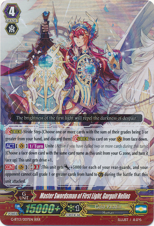 Master Swordsman of First Light Gurguit Helios G BT13 007EN Triple Rare RRR Master Swordsman of First Light Gurguit Helios G BT13 007EN Triple Rare RRR