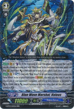 Blue Wave Marshal Valeos G BT13 013EN Triple Rare RRR Blue Wave Marshal Valeos G BT13 013EN Triple Rare RRR