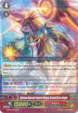 Supreme Heavenly Emperor Dragon Accend Grave Dragon G BT13 036EN Rare R Supreme Heavenly Emperor Dragon Accend Grave Dragon G BT13 036EN Rare R