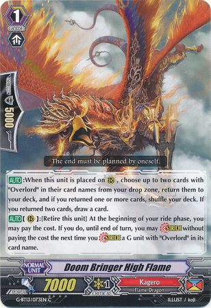 Doom Bringer High Flame G BT13 073EN Common C Doom Bringer High Flame G BT13 073EN Common C