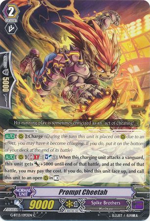 Prompt Cheetah G BT13 093EN Common C G Booster Set 13 Ultimate Stride Singles Prompt Cheetah G BT13 093EN Common C G Booster Set 13 Ultimate Stride Singles