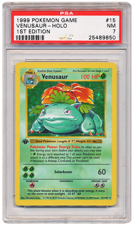 Venusaur 15 102 PSA NM 7 Holo Rare 1st Edition Base Set 9850 Base Set 1st Edition Singles Venusaur 15 102 PSA NM 7 Holo Rare 1st Edition Base Set 9850 Base Set 1st Edition Singles