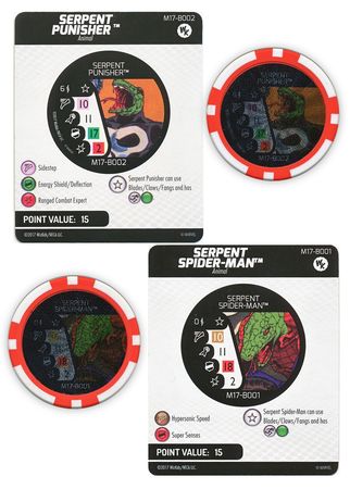 Serpent Spider Man Serpent Punisher M17 B001 B002 Bystander Token Marvel Heroclix Heroclix WizKids Promos Serpent Spider Man Serpent Punisher M17 B001 B002 Bystander Token Marvel Heroclix Heroclix WizKids Promos