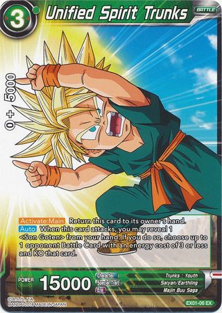 Unified Spirit Trunks EX01 06 Expansion Rare DBS Expansion Set 1 Mighty Heroes EX01 Unified Spirit Trunks EX01 06 Expansion Rare DBS Expansion Set 1 Mighty Heroes EX01