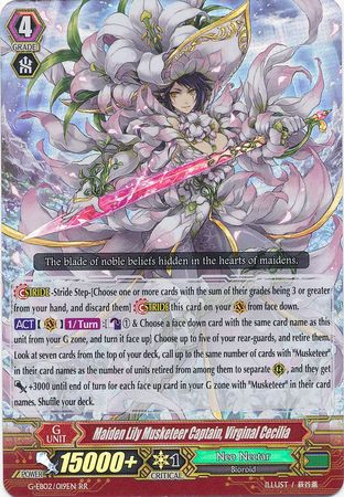 Maiden Lily Musketeer Captain Virginal Cecilia G EB02 019EN Double Rare RR G Extra Booster 2 The Awakening Zoo Singles Maiden Lily Musketeer Captain Virginal Cecilia G EB02 019EN Double Rare RR G Extra Booster 2 The Awakening Zoo Singles