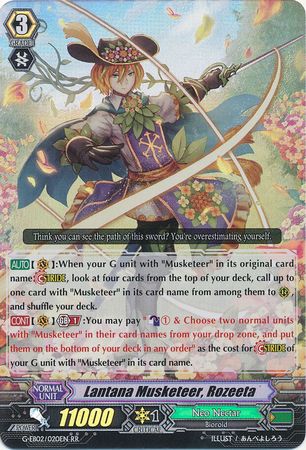 Lantana Musketeer Rozeeta G EB02 020EN Double Rare RR G Extra Booster 2 The Awakening Zoo Singles Lantana Musketeer Rozeeta G EB02 020EN Double Rare RR G Extra Booster 2 The Awakening Zoo Singles