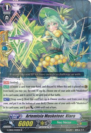 Artemisia Musketeer Kiara G EB02 042EN Rare R G Extra Booster 2 The Awakening Zoo Singles Artemisia Musketeer Kiara G EB02 042EN Rare R G Extra Booster 2 The Awakening Zoo Singles
