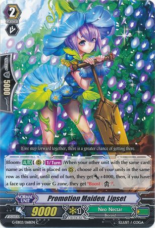 Promotion Maiden Lipset G EB02 068EN Common C G Extra Booster 2 The Awakening Zoo Singles Promotion Maiden Lipset G EB02 068EN Common C G Extra Booster 2 The Awakening Zoo Singles