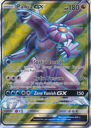 Palkia Gx Pv 180 165/156 Carte secrète Arc-En-Ciel Full Art Carte P