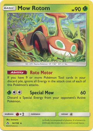 Mow Rotom 14/156 Reverse Holo Foil Pokemon Rare Ultra Prism 
