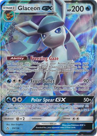 Glaceon GX 39/156 Ultra Prism ULTRA RARE Pokemon Card NEAR MINT 