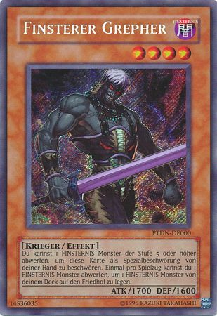 Finsterer Grepher PTDN DE000 Secret Rare Unlimited German Yugioh Cards Finsterer Grepher PTDN DE000 Secret Rare Unlimited German Yugioh Cards