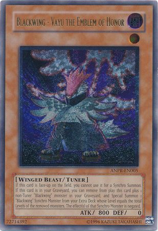 Ultimate Rare Blackwing Vayu the Emblem of Honor ANPR EN005 Unlimited Ultimate Rare Blackwing Vayu the Emblem of Honor ANPR EN005 Unlimited