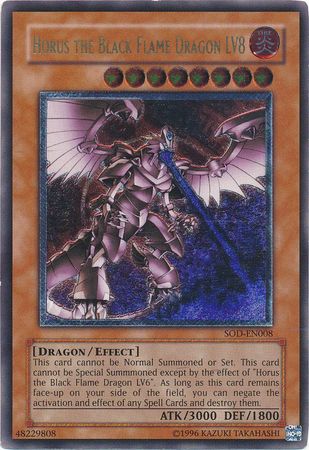 Yugioh Ultimate Rare Horus The Black Flame Dragon LV8 SOD=EN008