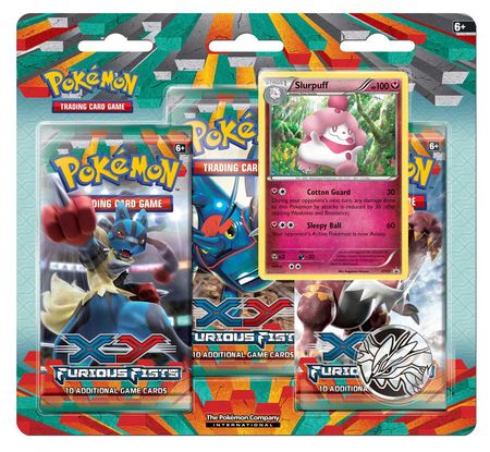 XY Furious Fists 3 Pack Slurpuff Blister Pack w Collectible Coin Pokemon Pokemon Sealed Product XY Furious Fists 3 Pack Slurpuff Blister Pack w Collectible Coin Pokemon Pokemon Sealed Product